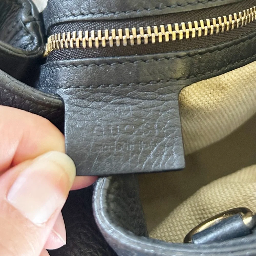 Gucci Soho Chain Shoulder Bag Black Pebbled Leather - Picture 12 of 16